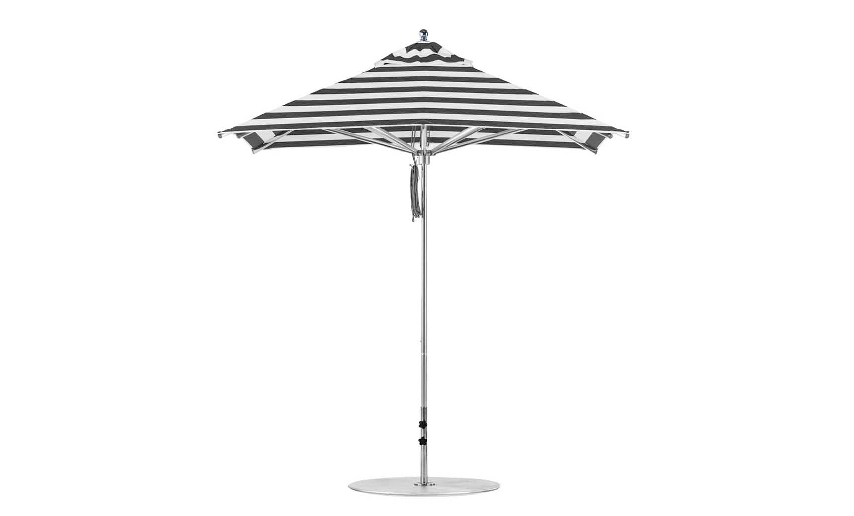 Ledge Lounger Premier 7.5' square pool umbrella with Black Stripe canopy