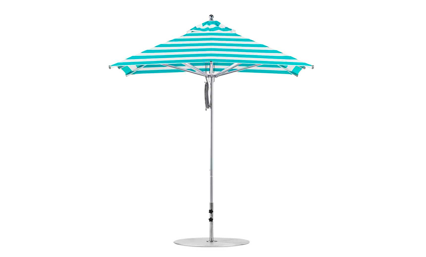 Ledge Lounger Premier 7.5' square pool umbrella with Turquoise Stripe canopy