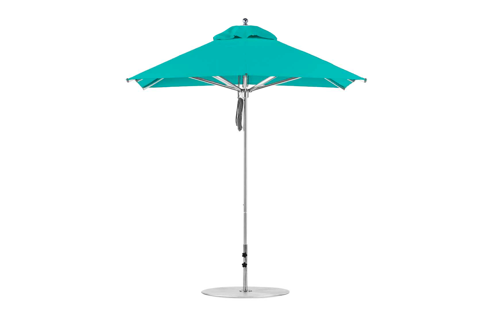 Ledge Lounger Premier 7.5' square pool umbrella with Turquoise canopy