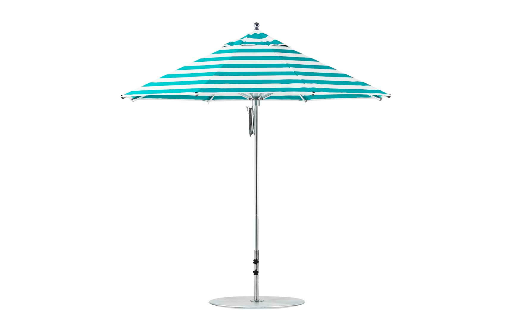 Ledge Lounger Premier 9' octagon pool umbrella with Turquoise Stripe canopy