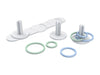 Ledge Lounger Ring Toss game set with three white ring stands and six numbered rings in Sage Green and Sky Blue